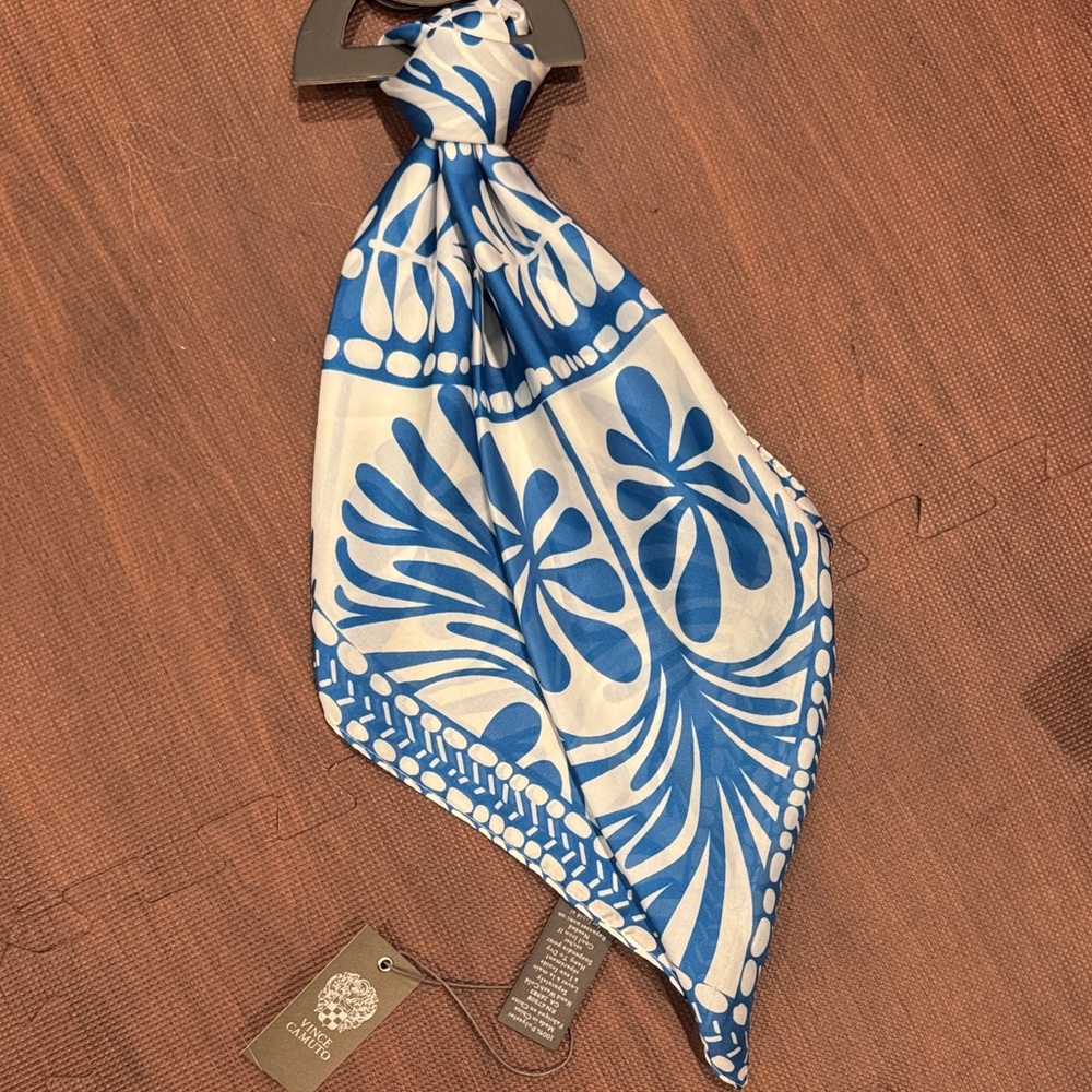 Vince Camuto Blue and White Floral Silk Scarf